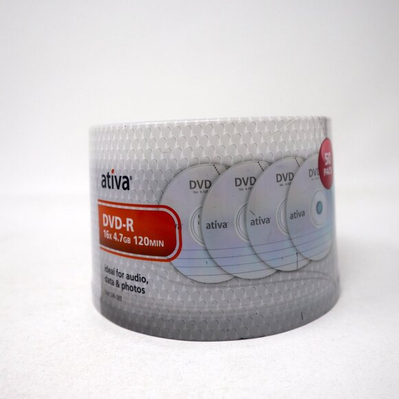 ATIVA Gold DVD-R 50 Pack 120 Minutes 16x 4.7 GB Recordables DVD NEW SEALED - Picture 7 of 11